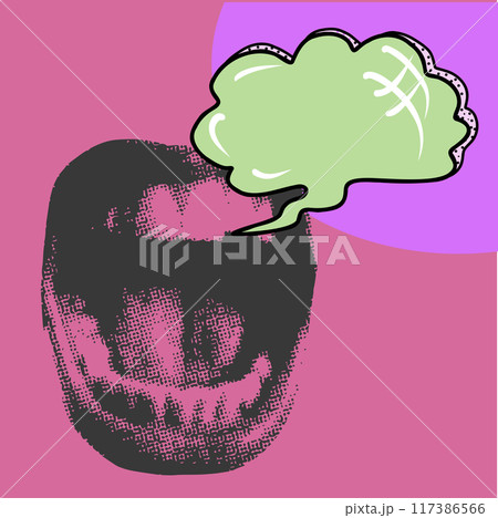 Vector retro collage  of a mouth with speech bubble in pop art style. 117386566