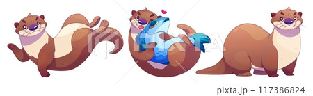 Cute otter cartoon character mascot 117386824