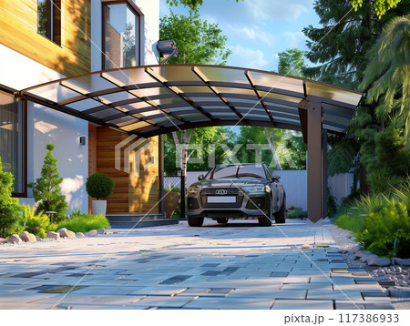 一軒家のカーポート 117386933