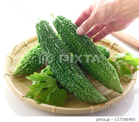 夏野菜 ゴーヤ (にがうり)白背景 夏野菜 ゴーヤ (にがうり)白背景 117386965