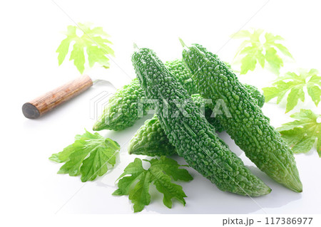 夏野菜 ゴーヤ （にがうり）白背景 117386977