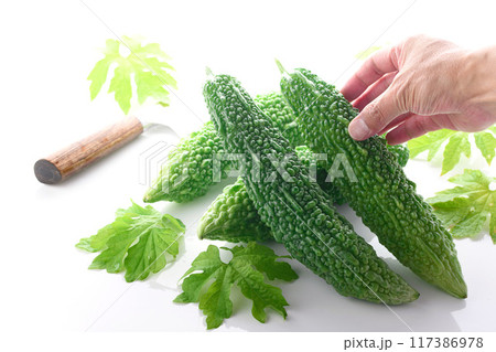 夏野菜 ゴーヤ (にがうり)白背景 夏野菜 ゴーヤ (にがうり)白背景 117386978