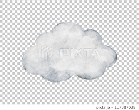 Pastel beige cartoon clouds isolated on background. Hand drawn watercolor illustration for girl or boy childish educational, nursery art. weather icons. Symbols for forecasts of meteorology. 117387039