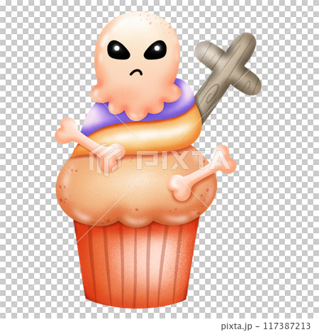 Halloween cupcake illustration in Halloween party Halloween cupcake illustration in Halloween party 117387213