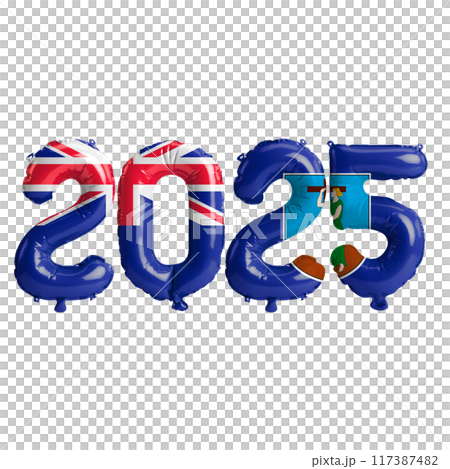 3D illustration of new year 2025 balloons on Montserrat flag color, isolated on transparent background 3D illustration of new year 2025 balloons on Montserrat flag color, isolated on transparent background 117387482