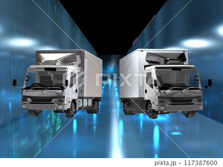 EVトラック　EV車　カーボンニュートラル　運送　物流(3DCGイメージ) 117387600