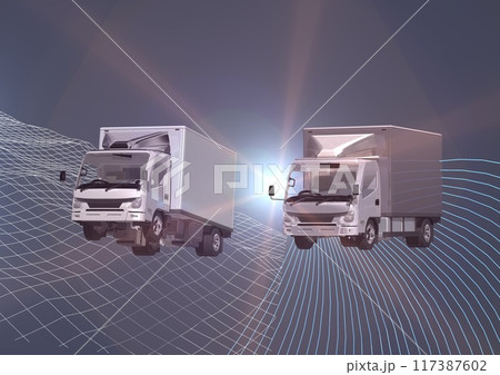 EVトラック　EV車　カーボンニュートラル　運送　物流(3DCGイメージ) 117387602