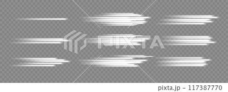 Glowing white speed lines. Motion High speed speed and blur. Dynamic lines. Light wave. Vector Glowing white speed lines. Motion High speed speed and blur. Dynamic lines. Light wave. Vector 117387770