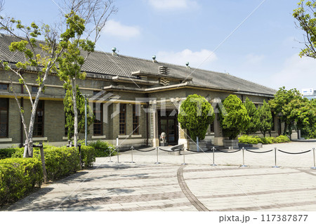 Architecture view of Former Empire Sugar Factory Taichung Office building in Taichung, Taiwan. as a part of Taichung Cultural Heritage Park.  117387877
