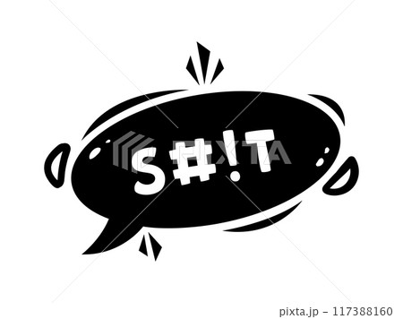 Comic swear speech bubble, aggressive expletive curse, hate angry talk. Isolated vector black cloud with expressive symbols, conveying strong language with impact, adds emphasis and humor to dialogue 117388160