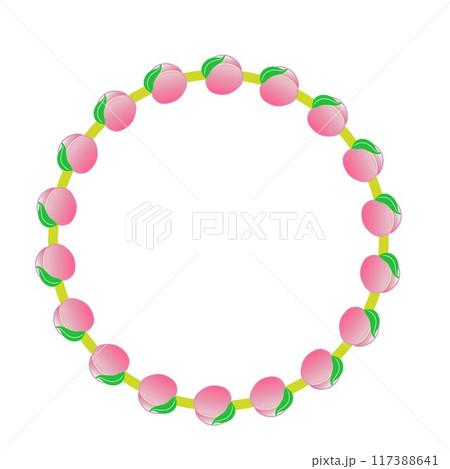 桃の実の円形飾り枠イラスト 桃の実の円形飾り枠イラスト 117388641