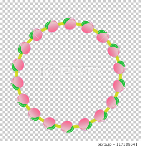 桃の実の円形飾り枠イラスト 桃の実の円形飾り枠イラスト 117388641