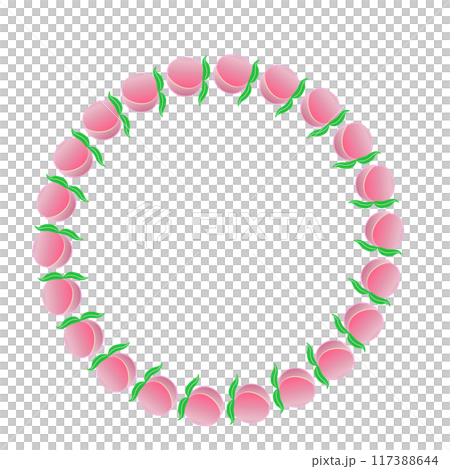 桃の実の円形飾り枠イラスト 117388644
