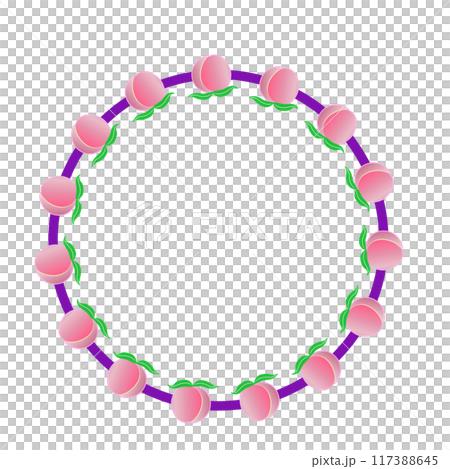 桃の実の円形飾り枠イラスト 117388645