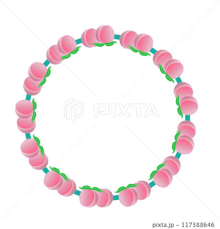桃の実の円形飾り枠イラスト 117388646