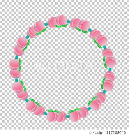桃の実の円形飾り枠イラスト 117388646