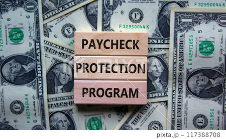 PPP, paycheck protection program symbol. Concept words PPP, paycheck protection program on blocks on a beautiful background from dollar bills. Business, PPP - paycheck protection program concept. PPP, paycheck protection program symbol. Concept words PPP, paycheck protection program on blocks on a beautiful background from dollar bills. Business, PPP - paycheck protection program concept. 117388708