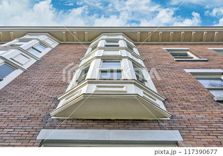 Brick wall of heritage residential building in Vancouver Brick wall of heritage residential building in Vancouver 117390677