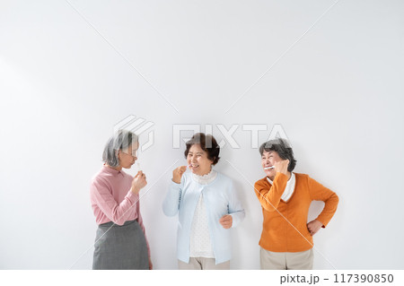 デンタルケア　歯ブラシ　シニア女性 117390850