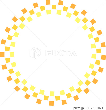 円形のフレーム　四角のドットグラデーション　黄色 117391071