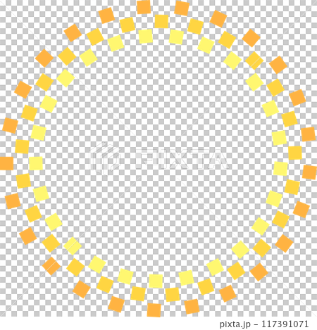 円形のフレーム　四角のドットグラデーション　黄色 117391071