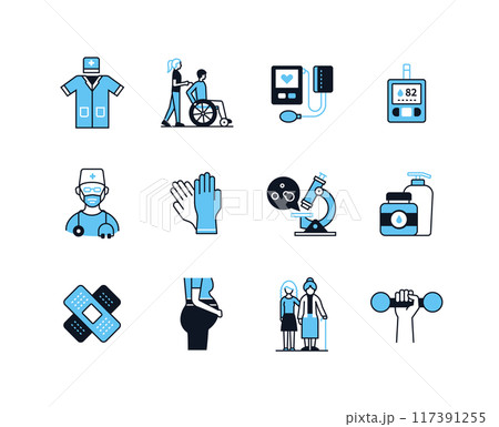 Medical equipment - line design style icons set 117391255