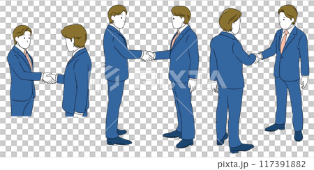 握手をしているビジネスパーソン(男性)イラスト素材 握手をしているビジネスパーソン(男性)イラスト素材 117391882