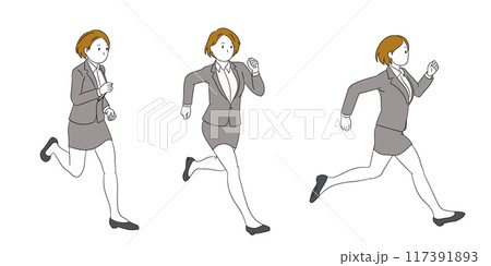 走るビジネスパーソン(女性)イラスト素材 走るビジネスパーソン(女性)イラスト素材 117391893