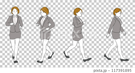 行走的商務人士（女）插畫素材 117391895