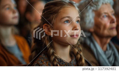 People at church service. Religious holiday. Church prayer. 117392481