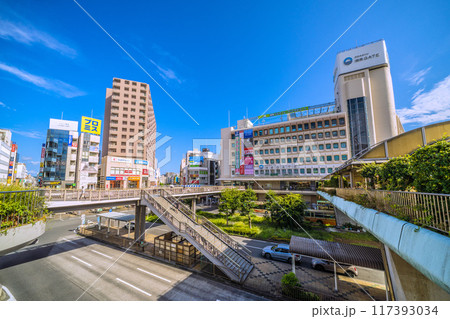 日本の藤沢都市景観　藤沢駅前などを望む 117393034
