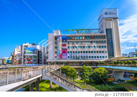 日本の藤沢都市景観　藤沢駅前などを望む 117393035