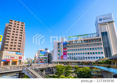 日本の藤沢都市景観　藤沢駅前などを望む 117393036