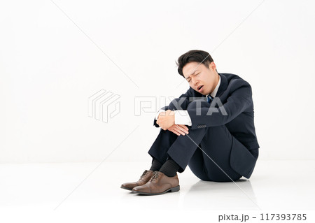 体育座りのビジネスマン　落ち込む 117393785