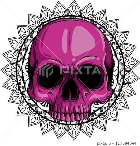 colored draw of human skull vector illustration design colored draw of human skull vector illustration design 117394044