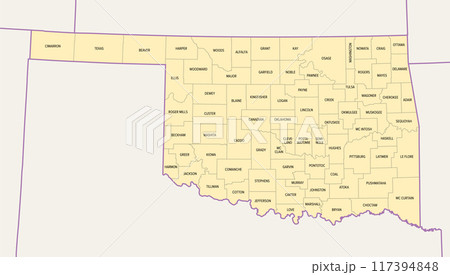 Oklahoma, U.S. state, political map with...のイラスト素材 [117394848] - PIXTA