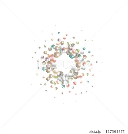 Pearl photo frame. Colored balls. Decor element. eps 10 117395275