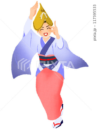 日本の夏祭りで盆踊りを踊る女性 日本の夏祭りで盆踊りを踊る女性 117395533