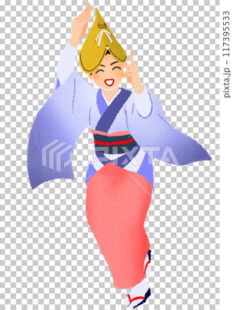 日本の夏祭りで盆踊りを踊る女性 日本の夏祭りで盆踊りを踊る女性 117395533