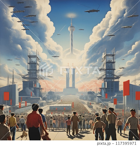 1970s Style Chinese Space Program Propaganda Poster AI Artwork 117395971