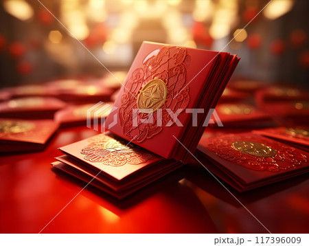 Rich Elegant Traditional Chinese Red Envelope AI Photo Art 117396009