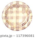 水彩で描いた淡いチェック模様のお皿 117396081
