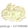 水彩で描いたうさぎのお皿 117396086