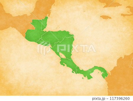 Ocher map of Central America - all countries Ocher map of Central America - all countries 117396260