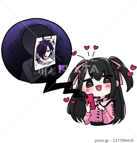 SNSで知らない相手と恋愛する女の子 117396426