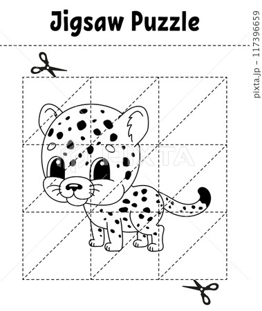 Jigsaw puzzle. Coloring page for kids. Vector illustration. Jigsaw puzzle. Coloring page for kids. Vector illustration. 117396659