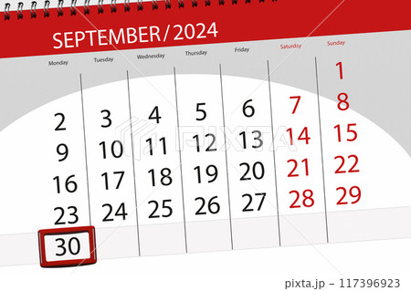 Calendar 2024, deadline, day, month, page, organizer, date, September, monday, number 30 Calendar 2024, deadline, day, month, page, organizer, date, September, monday, number 30 117396923