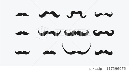Moustache icon set. Collection of lush stylish hipster mustaches. 117396976