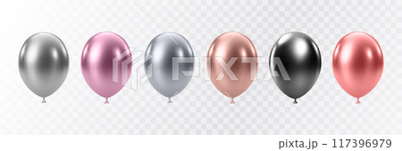 Luxury realistic balloons. 3D glossy helium balloons 117396979