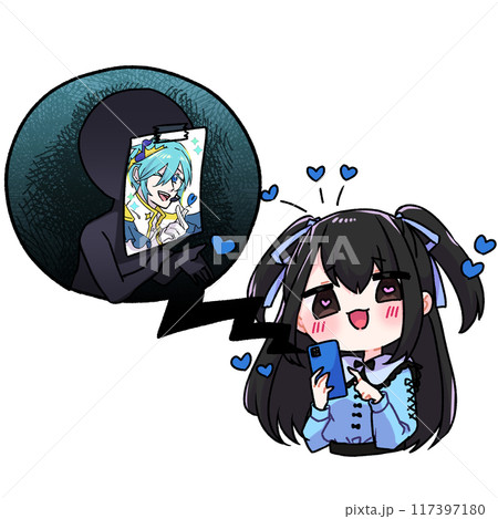 SNSで知らない相手と恋愛する女の子 117397180